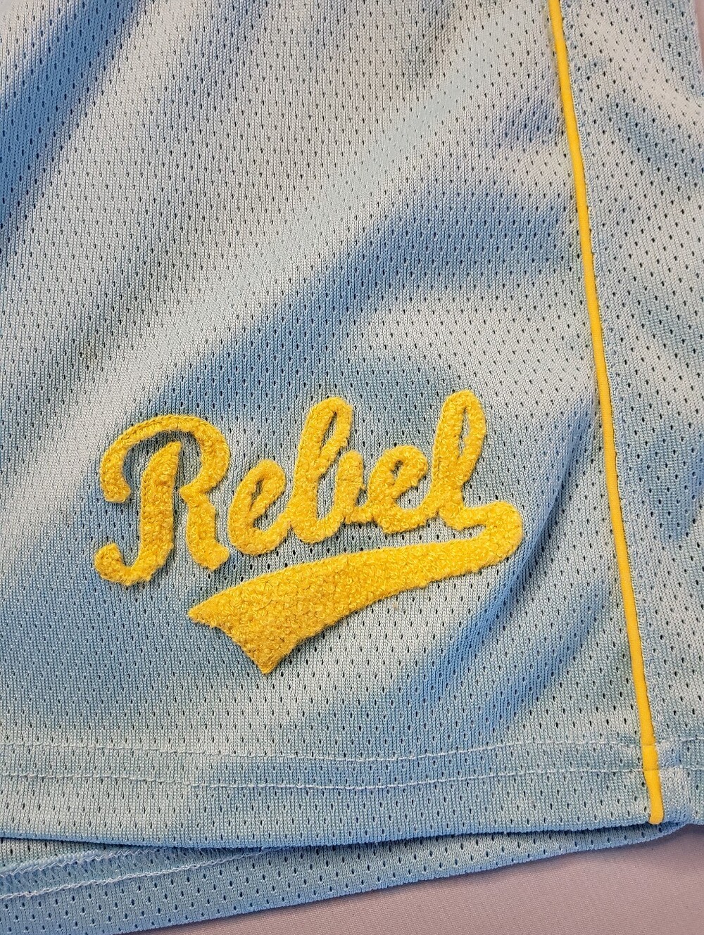 No Boundaries Light Blue Athletic Mesh Shorts with Yellow Trim - Picture 6 of 7